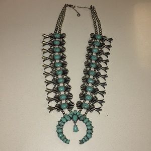 Silver and turquoise statement necklace